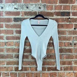 Victoria’s Secret Silver Long Sleeve Bodysuit